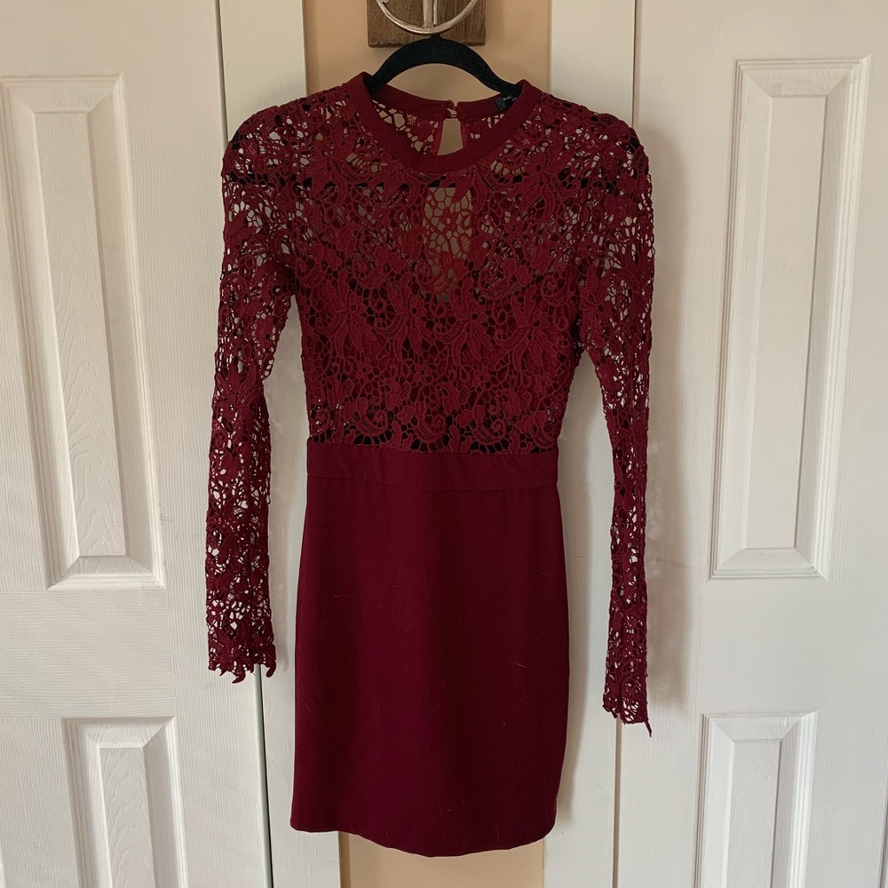 Burgundy Lace Top Dress